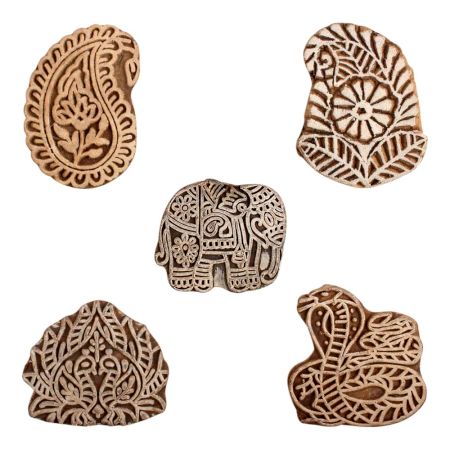 Set of 5 Piece New Mix Wooden Printing Block